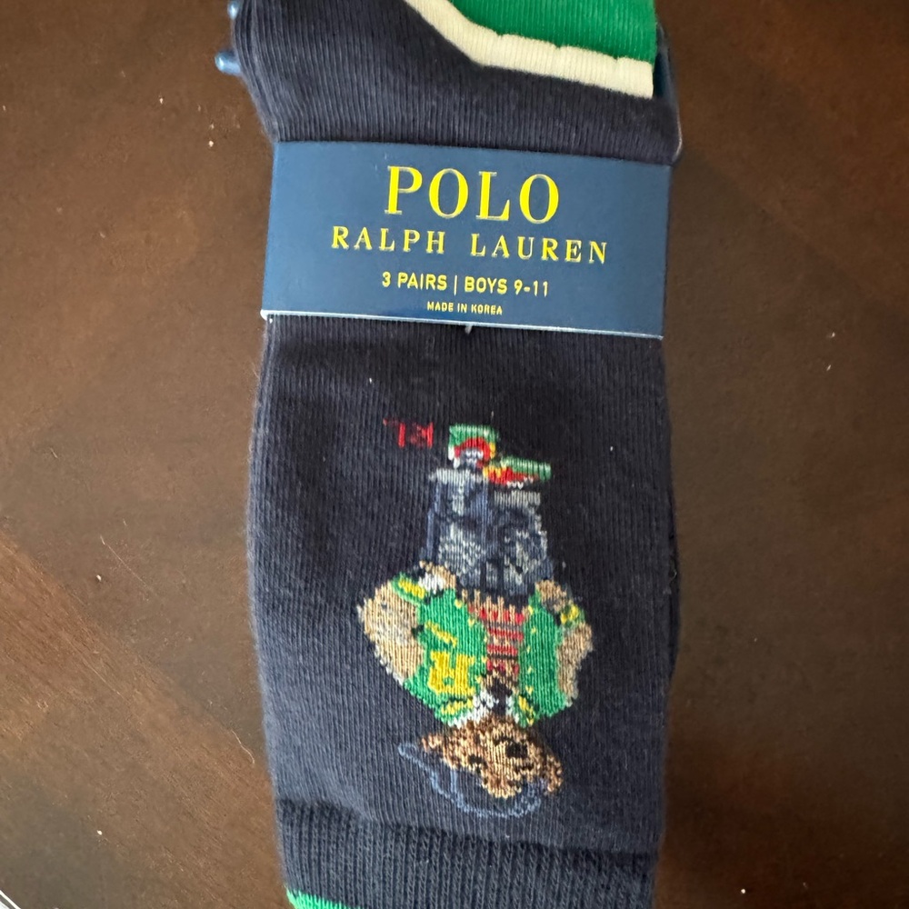 Polo by Ralph Lauren Boys' Black and Green Casual Socks